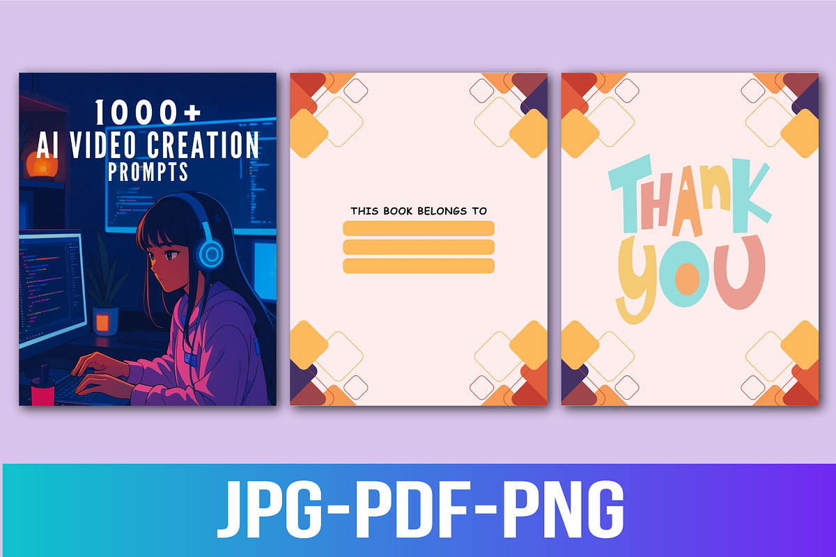 1000+ AI Video Creation Prompts, a Stationery Template by Designmela01 (Photo 3 of 5)
