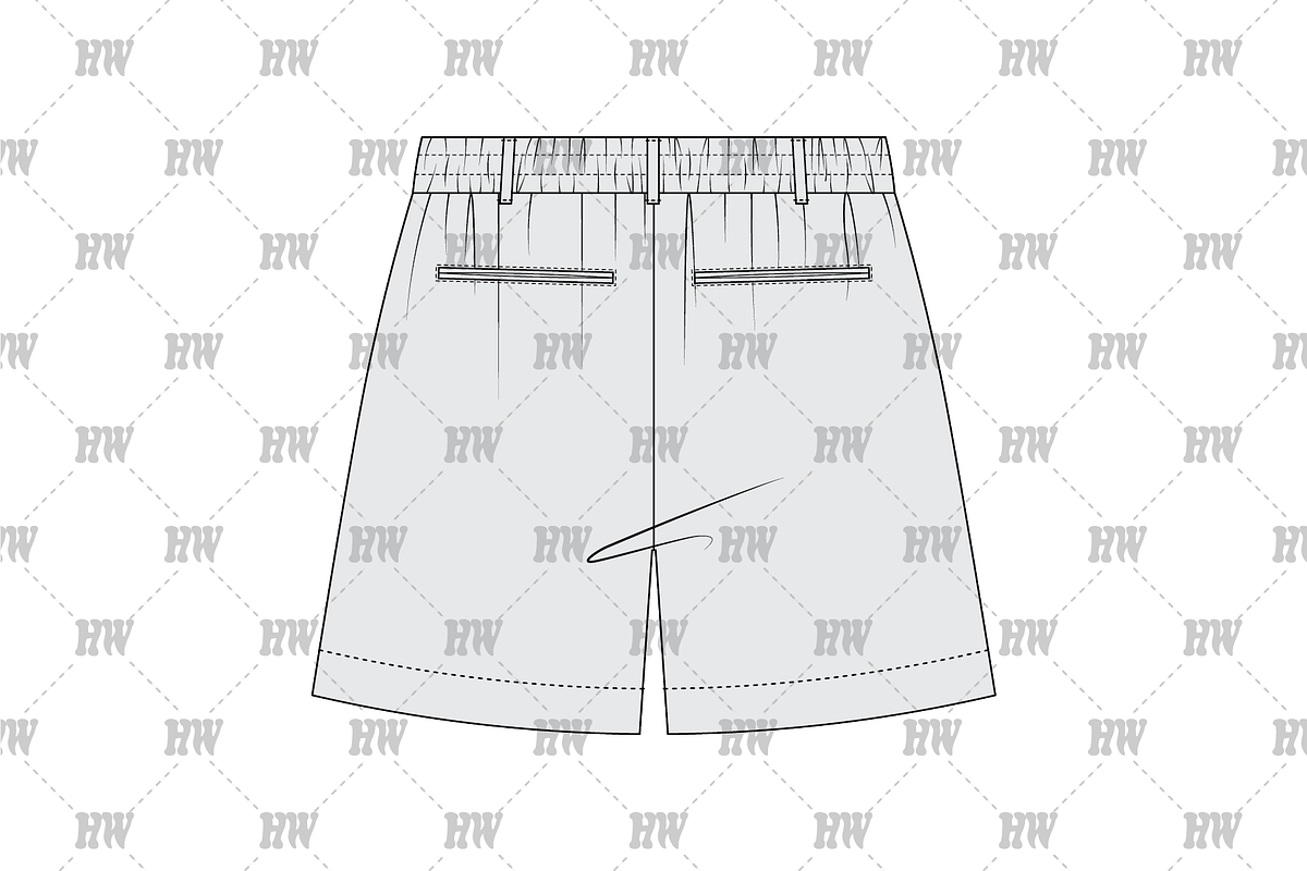 Unisex Pleated Shorts Fashion Flat, a Bottom Mockup by haydenwentworth (Photo 3 of 3)