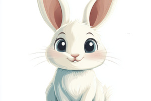 Adorable White Bunny Rabbit Cartoon, an Animal Photo by Pixeness Studio