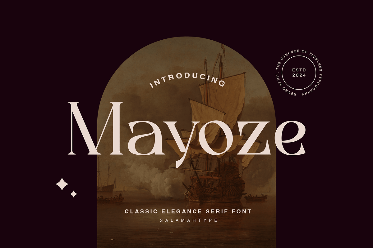 Mayoze - Elegant Classic Font, a Serif Font by Salamahtype (Photo 1 of 7)