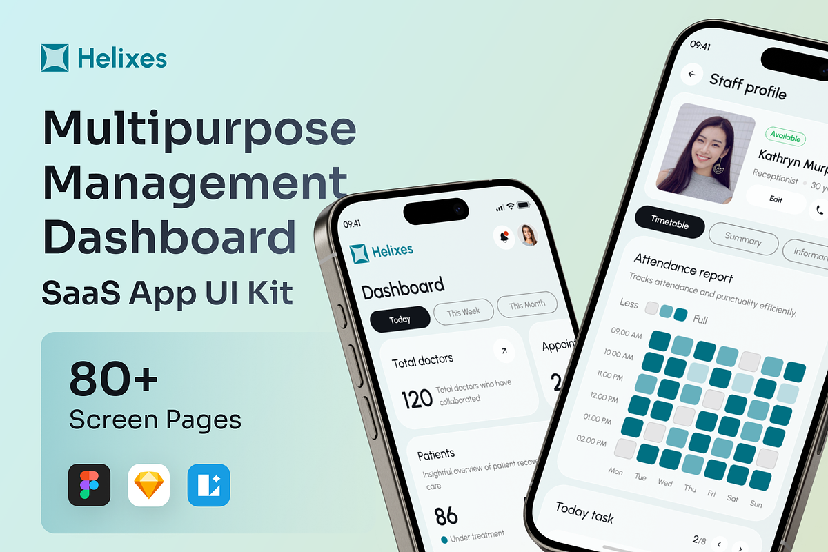 Helixes - Health Management UI Kit, an UI Kit Template by Agensip Design Agency (Photo 1 of 10)
