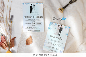Navy Blue Wedding Invitation Temp, an Invitation Template by Snapybiz