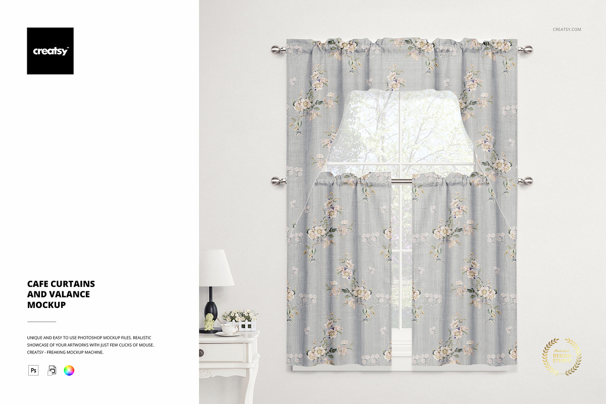 Cafe Curtains and Valance Mockup, a Household Mockup by Creatsy (Photo 1 of 7)