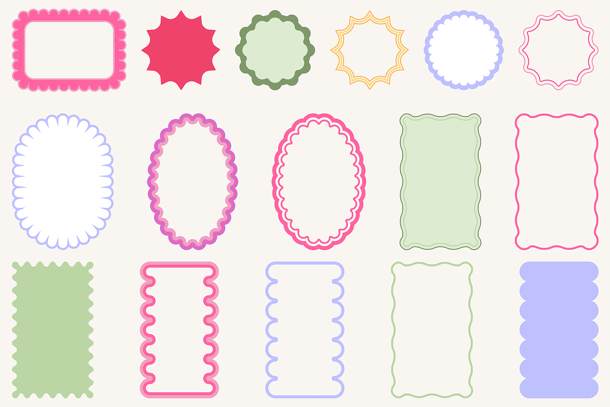 Scallop Wavy Frame Vector Bundle, a Decorative Illustration by Kusumaillustration (Photo 12 of 15)