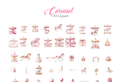 Pink Pony and Carousel Horse PNG, a Decorative Illustration by VM PARTYS  BY TAIRUMA (Thumbnail 2 of 10)