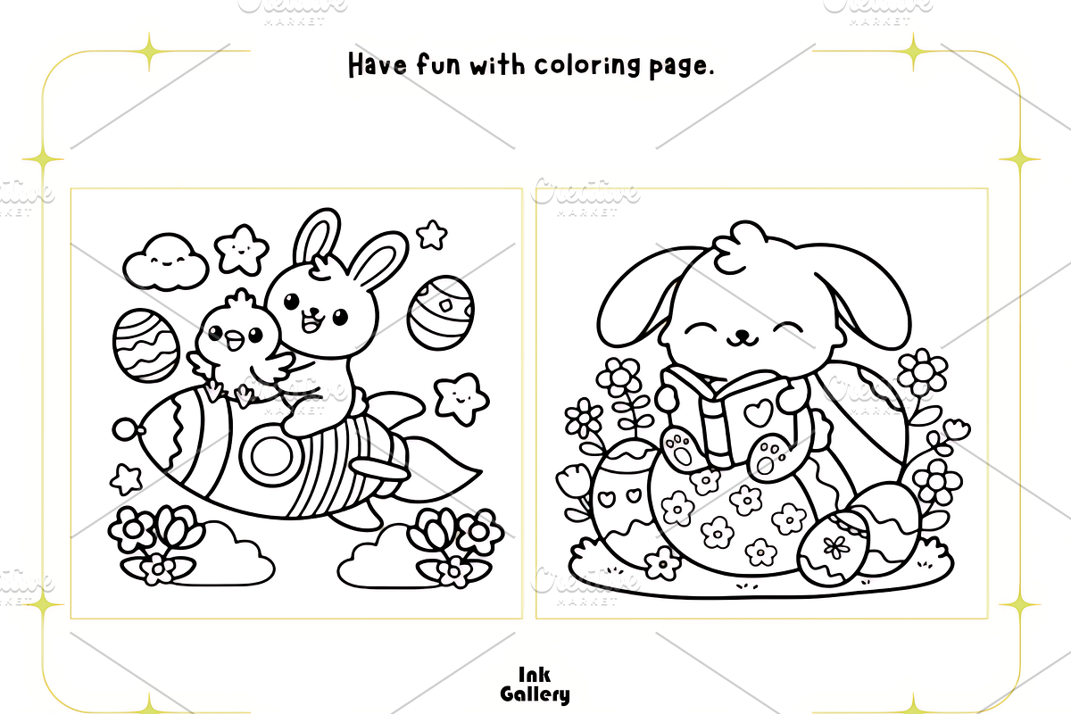 Easter Bookish Fun Coloring Pages, a Seasonal Illustration by Ink Gallery (Photo 2 of 4)