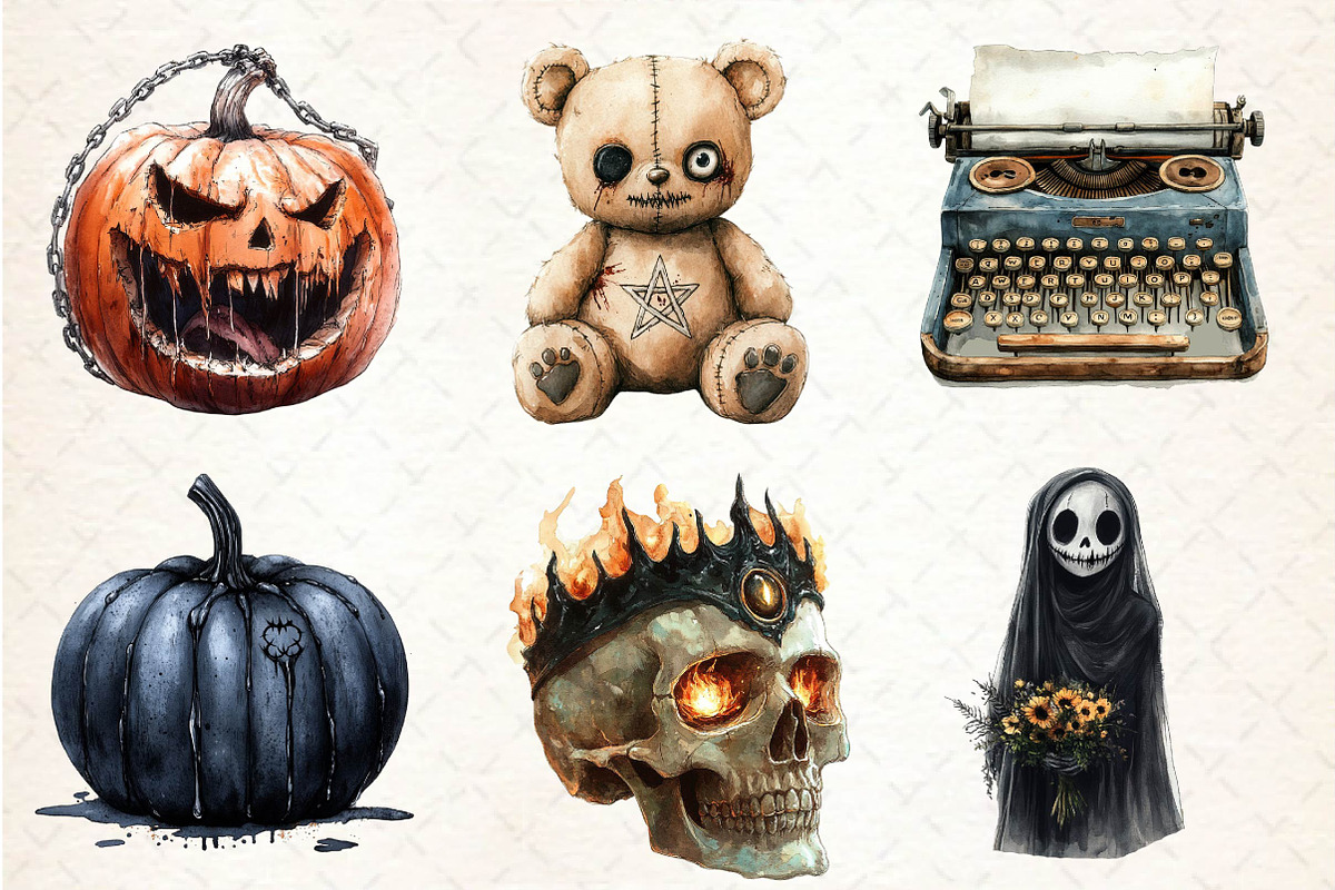 Dark Halloween Sublimation Clipart, an Illustration by Dream Creation (Photo 2 of 6)