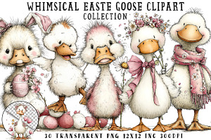 Whimsical Easter Goose Clipart, an Illustration by OK Design