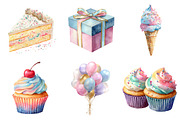 Pastel Birthday Clipart, an Illustration by Design Market (Thumbnail 2 of 3)