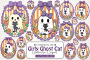 Girly Ghost Cat PNG, Preppy Spooky P, an Illustration by RobertsArt (Thumbnail 1 of 4)