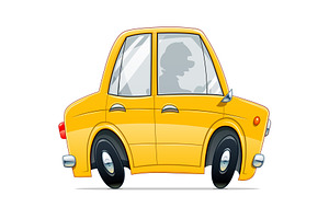 Vintage yellow car. Cartoon characte, an Object Illustration by Aleksangel