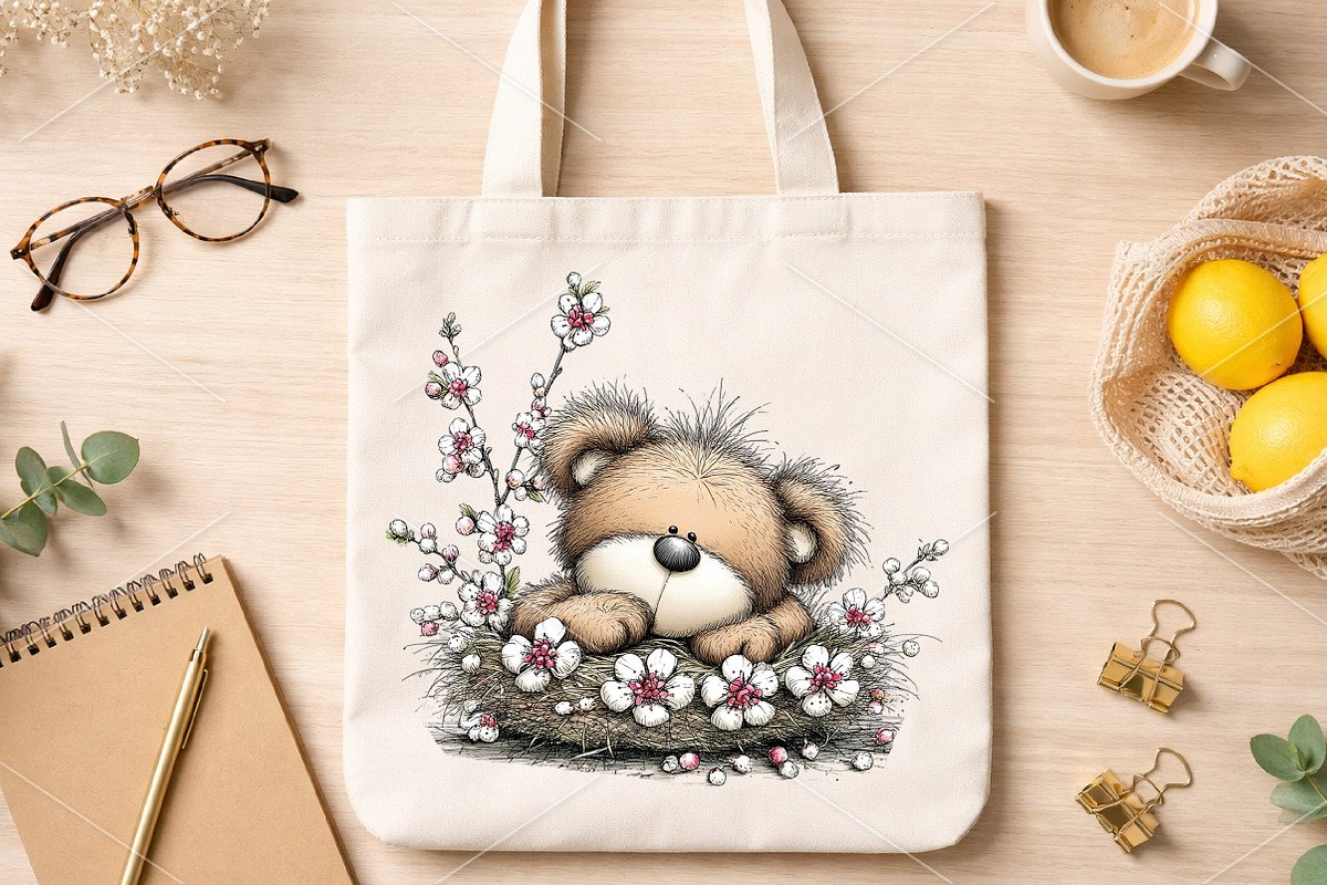 Whimsical Spring Bear Clipart Bundle, an Illustration by Canvas Craft (Photo 7 of 7)