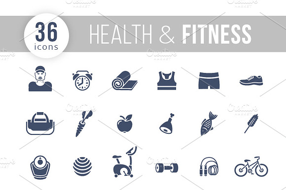 Fitness and Healthy Lifestyle Icons preview 3