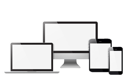 Set realistic Monitors laptop tablet