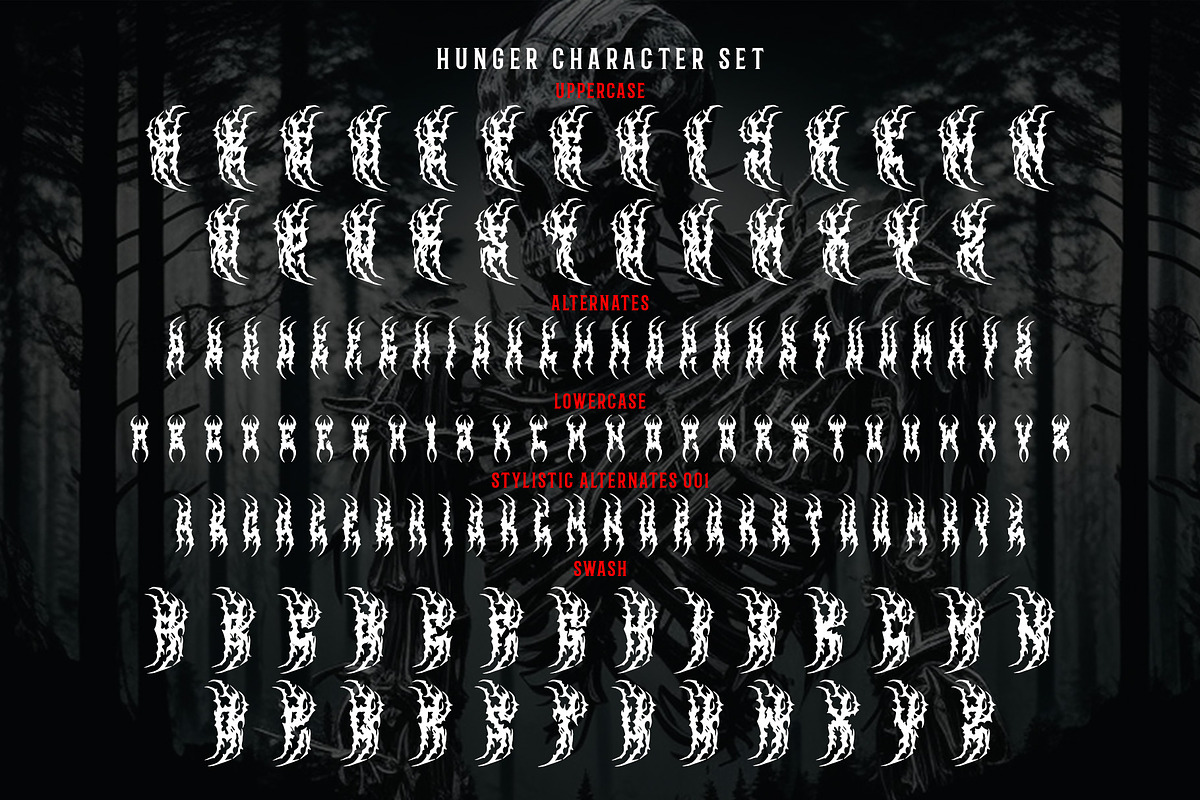 HUNGER - Death Metal Font, a Blackletter Font by Fonday Studio (Photo 8 of 8)