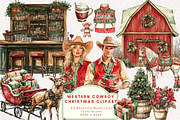 Western Cowboy Christmas Clipart, an Illustration by NadiaTheronArt (Thumbnail 1 of 5)