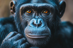 Portrait of a chimpanzee with deep, an Animal Photo by MistyDay