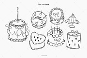 Hand-Drawn Birthday Cake Clipart, a Food Illustration by Victoruler (Thumbnail 2 of 7)