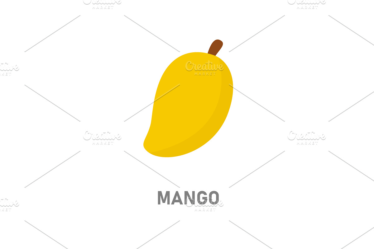 Mango tropical fruit icon. Yellow, a Food Illustration by GraphiShop