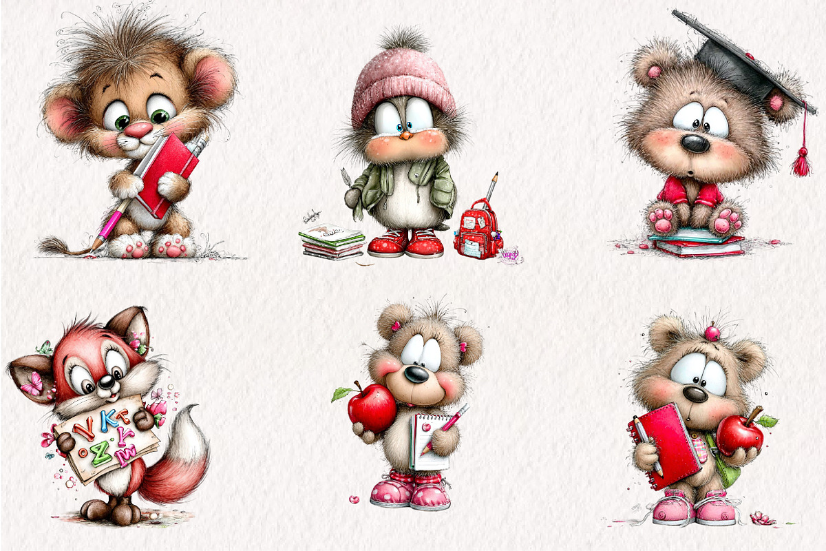 School Animal Clipart,, a Seasonal Illustration by CreationArt (Photo 4 of 4)