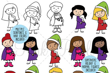 Pregnant Stick Figure Clipart Pack