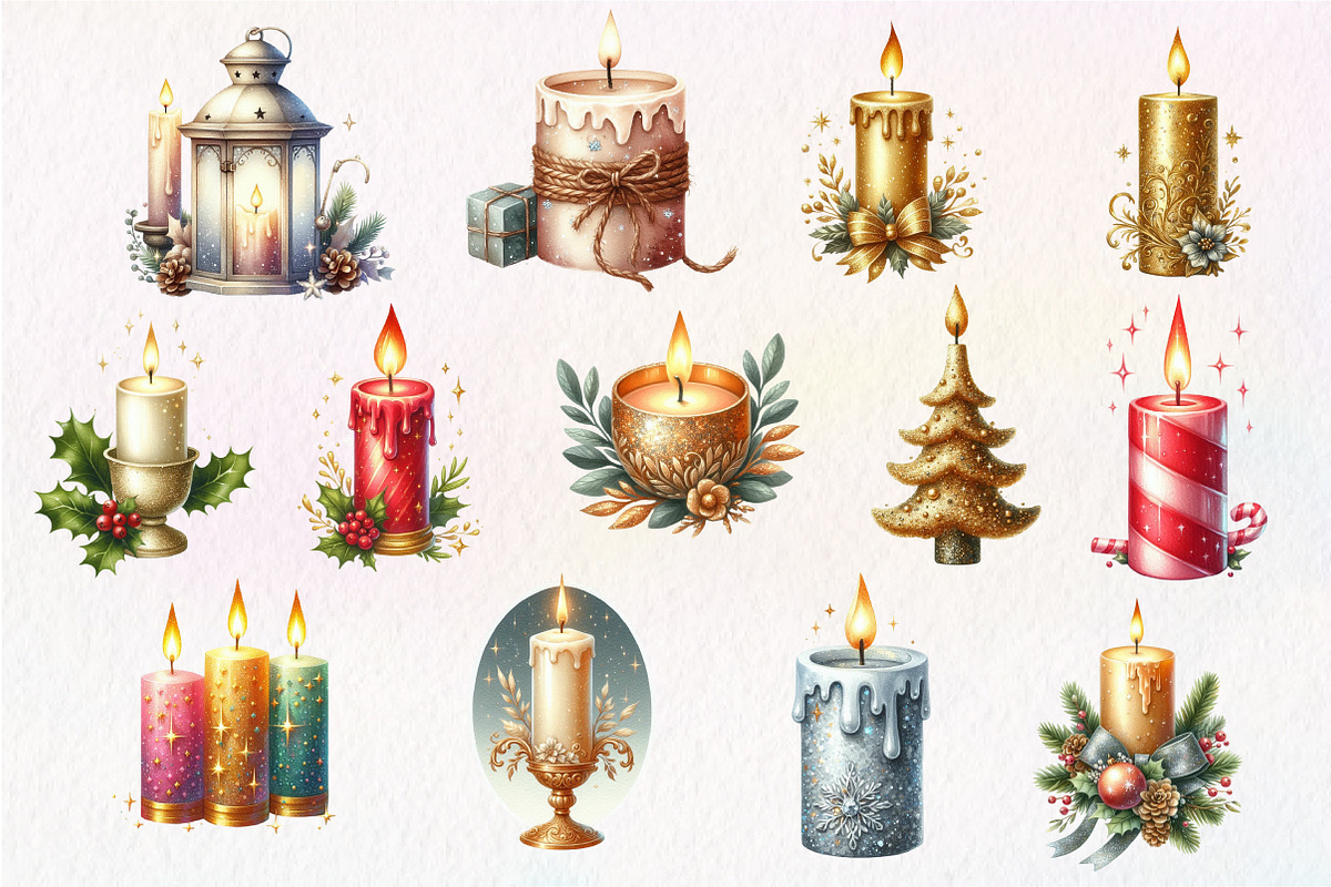 Christmas Glitter Candle Clipart, an Illustration by Dream Creation (Photo 4 of 4)