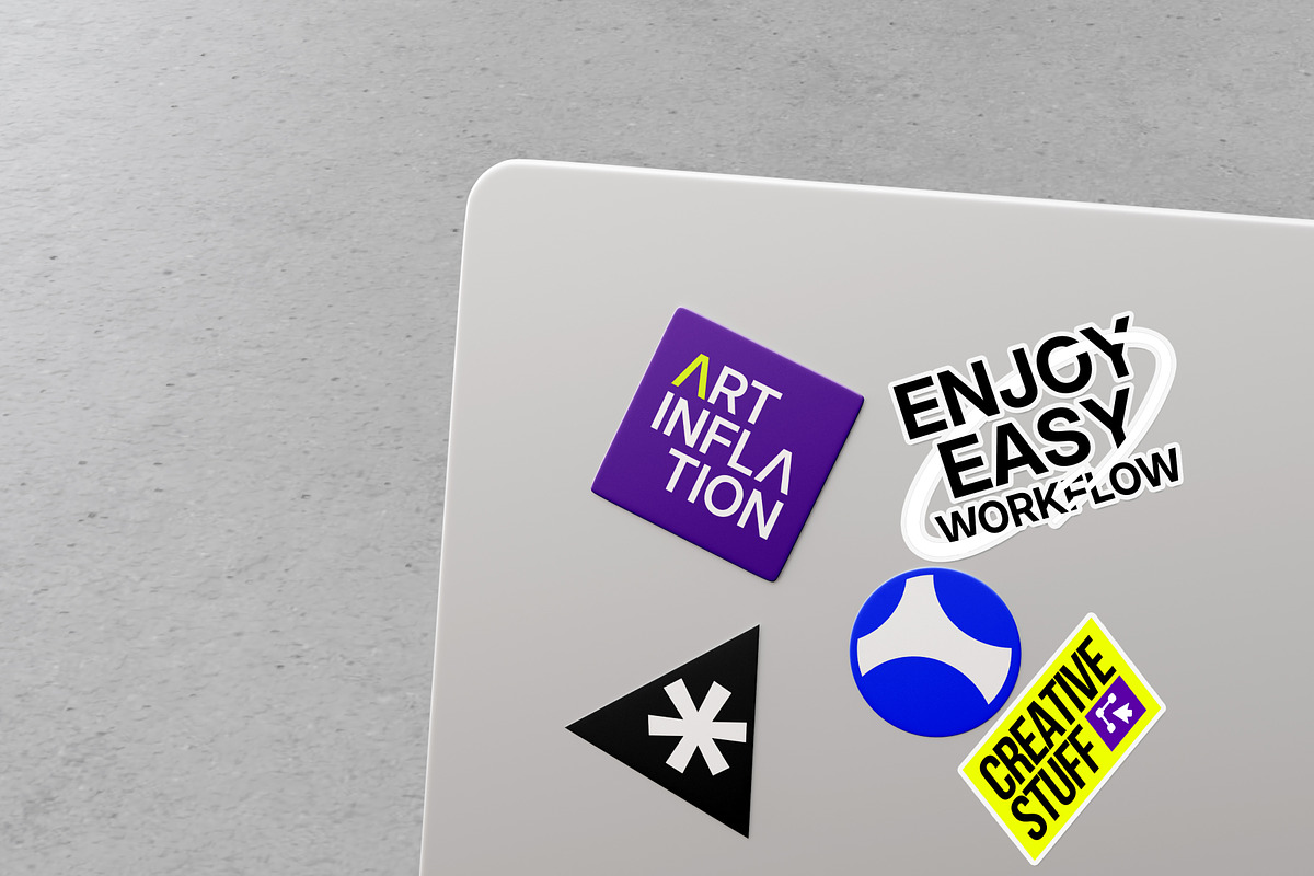 Sticker Mockup On Macbook, a Merchandise Mockup by SLAB! Design (Photo 7 of 8)