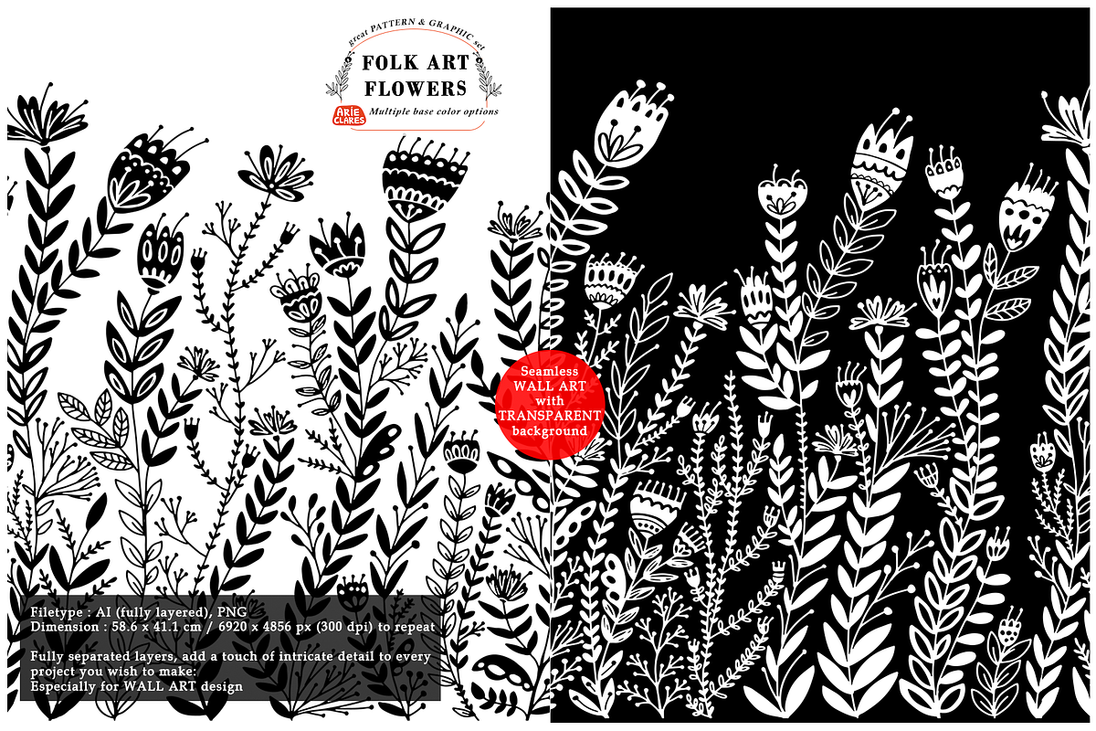 Folk Art Flowers, a Pattern Graphic by Arie Clares (Photo 5 of 11)