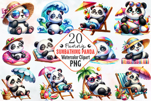 Funny Sunbathing Panda Clipart, an Illustration by RobertsArt