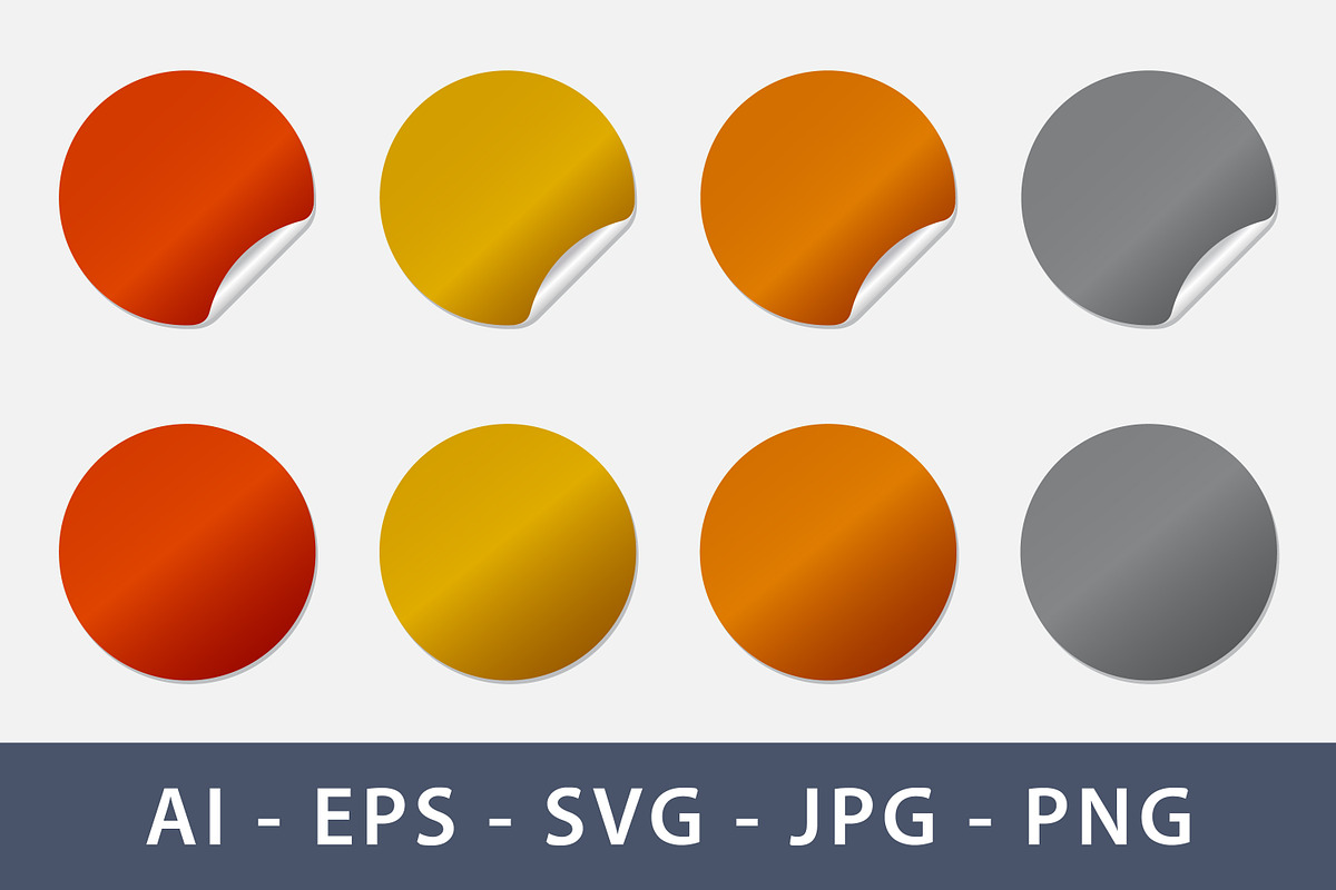 Metallic Round Stickers, an Object Illustration by Saba Vector
