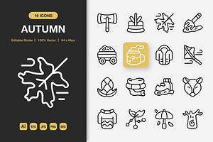 Autumn Outline Icons, an Outline Icon by Spacepixel Creative