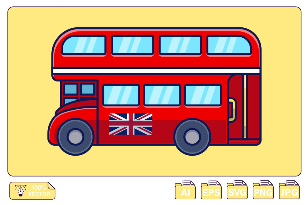 Classic Double Decker Bus Cartoon, a Transportation Illustration by Artstorystudio (Photo 2 of 3)