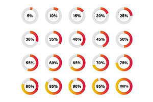 Set of red, orange circle percentage, an Object Illustration by Vector Creator