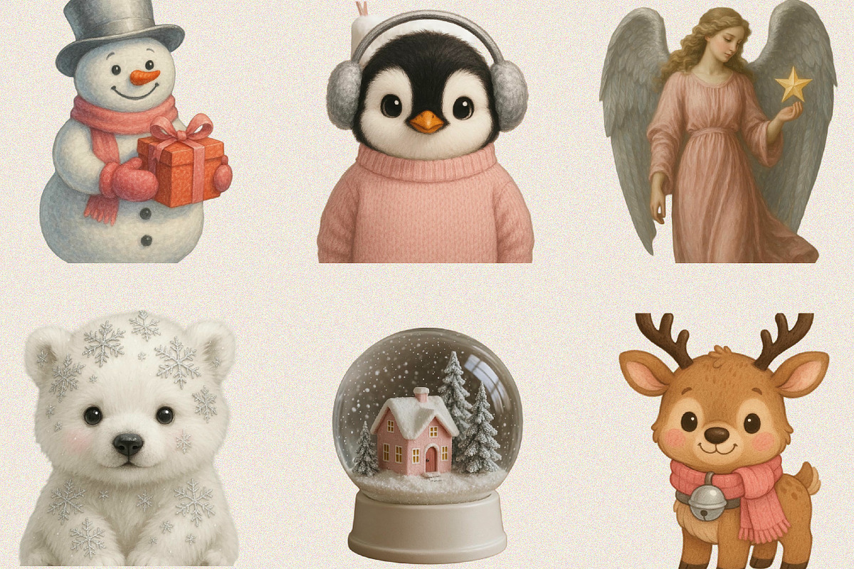 Silver Pink Christmas Clipart Bundle, an Illustration by SVGArt (Photo 3 of 8)