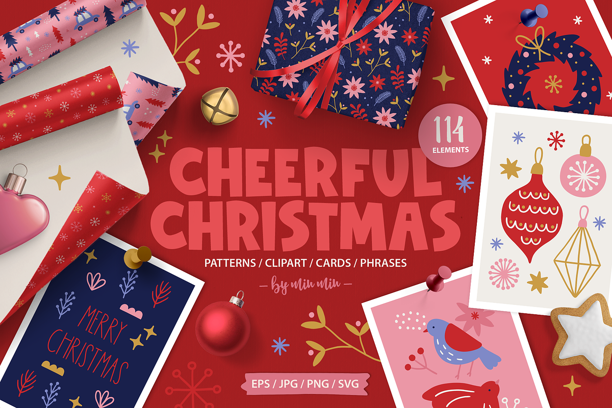 Cheerful Christmas Kit, a Seasonal Illustration by miumiu (Photo 1 of 15)