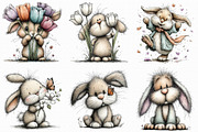 Whimsical Spring Bunny Clipart, an Illustration by Libby Wishes (Thumbnail 3 of 7)