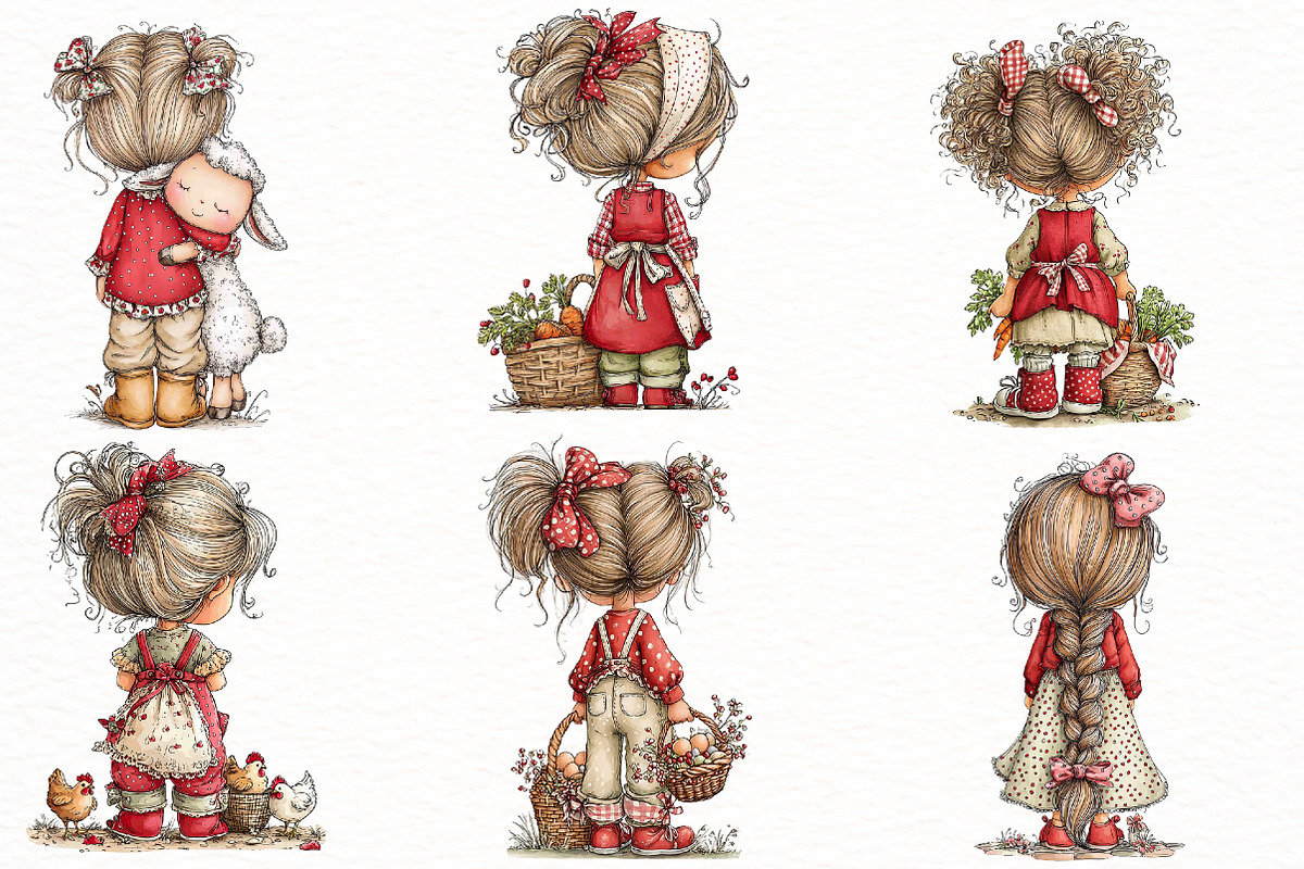 Watercolor coquette farm girl Clipar, an Illustration by Designworld (Photo 5 of 8)