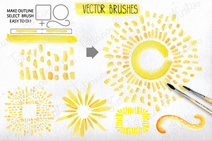 Watercolor Orange,yelow Vector Set