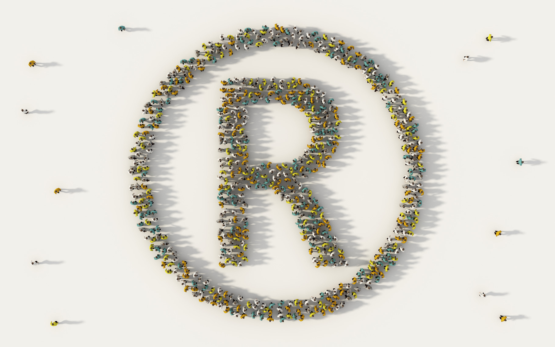 Large group of people forming r logo, a Person Illustration by Tampatra
