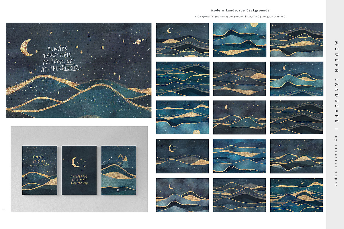 Galaxy & Landscape Modern Bundle, a Background Graphic by by creative paper (Photo 11 of 14)