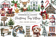 Christmas Tiny Village Clipart, a Seasonal Illustration by designcity5 (Thumbnail 1 of 5)