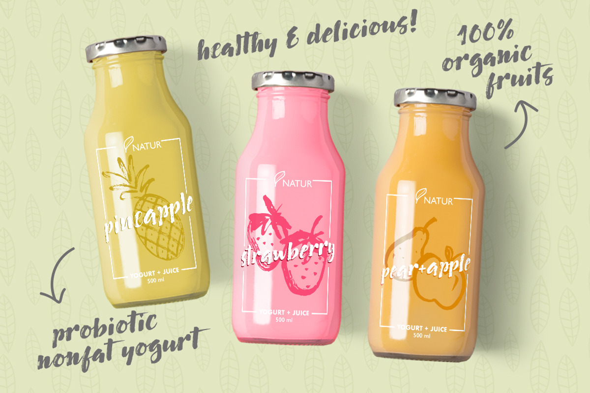 Fruit Salad Brush Font + Extras, a Script Font by milenabdesign (Photo 2 of 10)