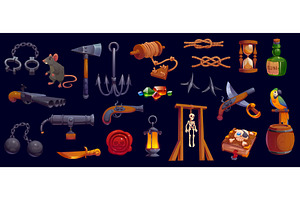 Cartoon 3d pirate game icons, an Object Illustration by Vector Tradition