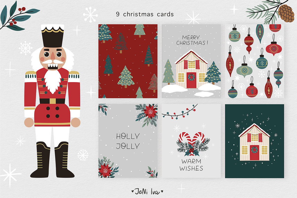 Santa & Nutcracker Christmas Clipart, a Decorative Illustration by Jenny Quince (Photo 5 of 12)