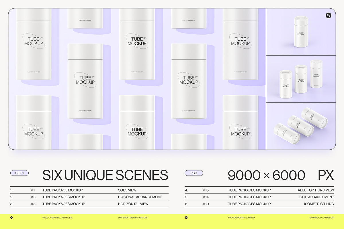 Paper Tube Package Mockup Set 1, a Packaging Mockup by Samolevsky (Photo 15 of 15)