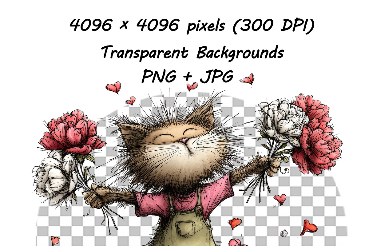 Whimsical Cat Valentine Clipart Set, an Animal Illustration by one-touch (Photo 9 of 19)