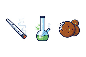 Cannabis: bong, cookies and joint