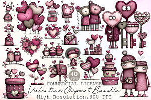 Valentine Clipart Bundle Valentines, an Illustration by Sublimation Artist