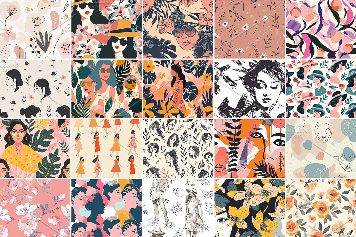 600+ Feminine Patterns Bundle, a Pattern Graphic by PremiumMockup
