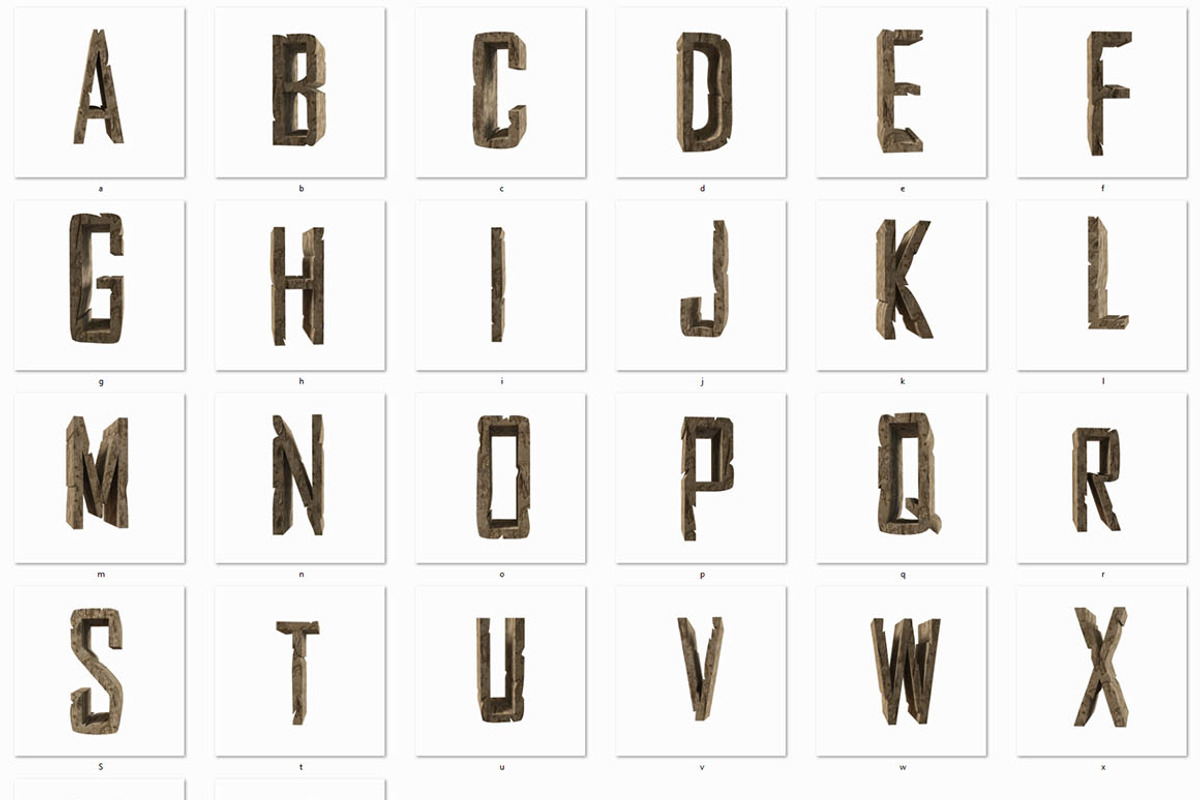 Grunge Wood - 3D Lettering + Font preview 4